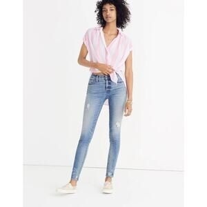 Madewell 9" High-Rise Skinny Jeans Destructed-Hem Edition Size 25 $135 J0513